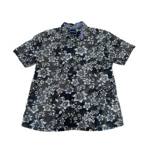 Tommy Bahama Black and White Floral Casual Button Down Shirt